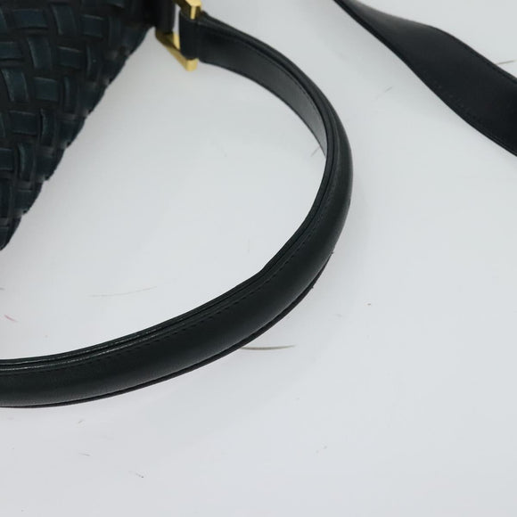 BALLY Hand Bag Suede Leather 2way Blue Gold Auth 129007