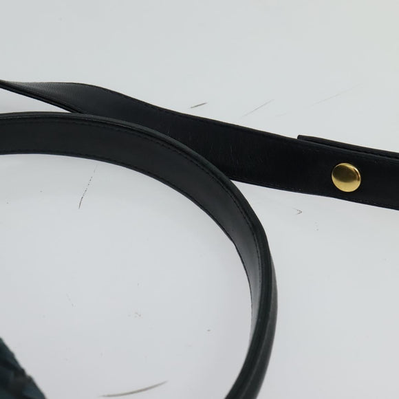 BALLY Hand Bag Suede Leather 2way Blue Gold Auth 129007