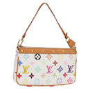 LOUIS VUITTON Multicolor Pochette Accessoires Pouch White M92649 LV Auth 129011V-1