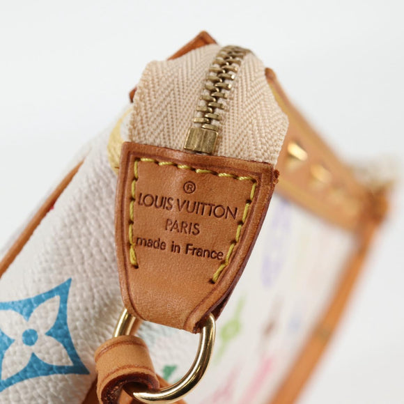 LOUIS VUITTON Multicolor Pochette Accessoires Pouch White M92649 LV Auth 129011V