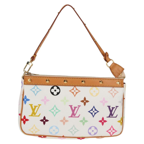 LOUIS VUITTON Multicolor Pochette Accessoires Pouch White M92649 LV Auth 129011V