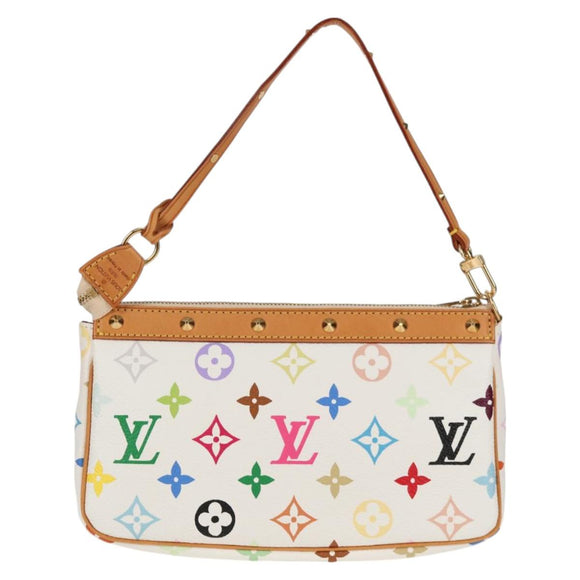 LOUIS VUITTON Multicolor Pochette Accessoires Pouch White M92649 LV Auth 129011V