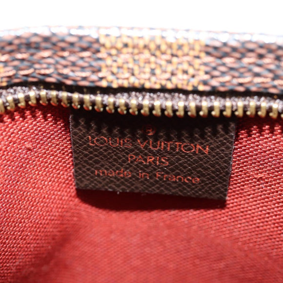 LOUIS VUITTON Damier Ebene Trousse Makeup Pouch N51982 LV Auth 129046V