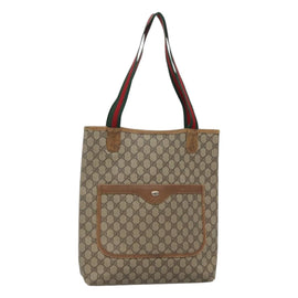 GUCCI GG Supreme Web Sherry Line Tote Bag PVC Beige Red 40 02 003 Auth 129047