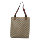 GUCCI GG Supreme Web Sherry Line Tote Bag PVC Beige Red 40 02 003 Auth 129047-2