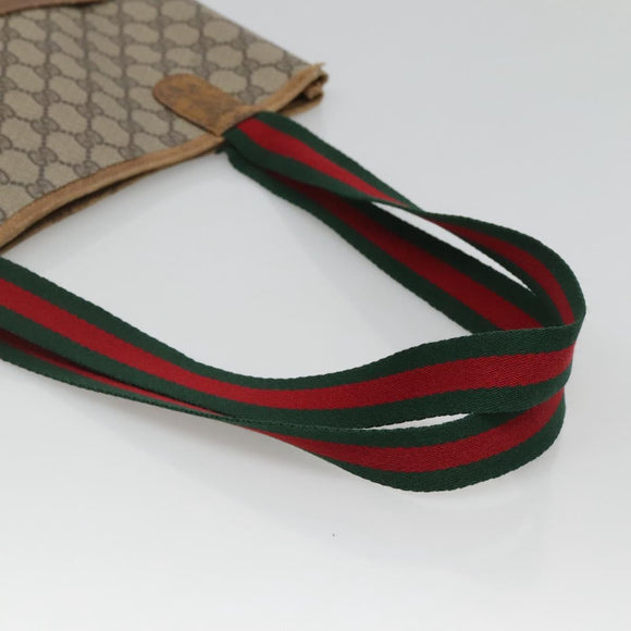 GUCCI GG Supreme Web Sherry Line Tote Bag PVC Beige Red 40 02 003 Auth 129047
