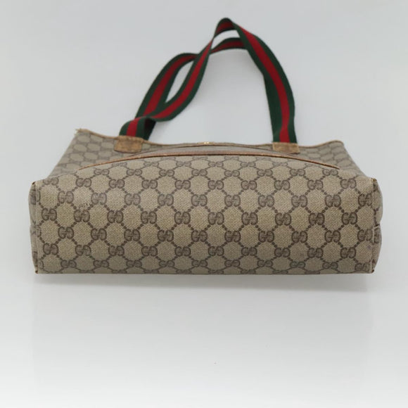GUCCI GG Supreme Web Sherry Line Tote Bag PVC Beige Red 40 02 003 Auth 129047