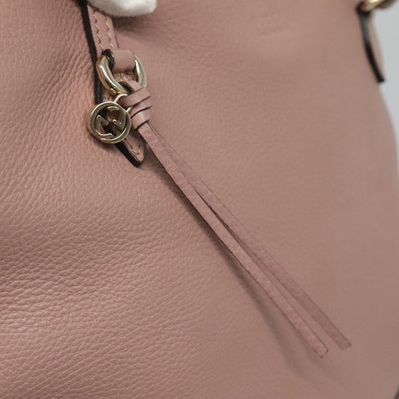 GUCCI Brie Shoulder Bag Leather Gold Pink 323673 Auth 129062