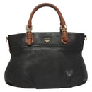 MCM Vicetos Logogram Hand Bag Leather 2way Black Auth 129065-13