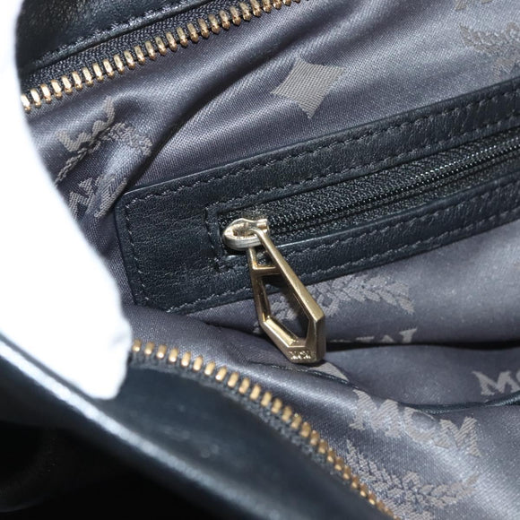 MCM Vicetos Logogram Hand Bag Leather 2way Black Auth 129065