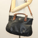 MCM Vicetos Logogram Hand Bag Leather 2way Black Auth 129065-23