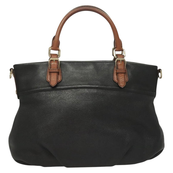 MCM Vicetos Logogram Hand Bag Leather 2way Black Auth 129065