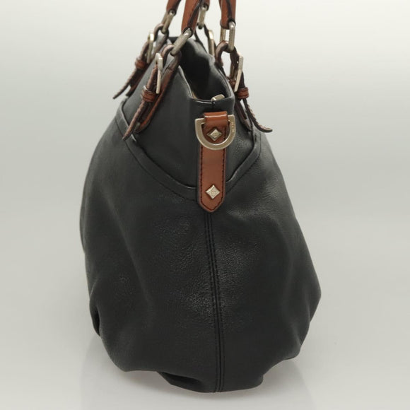 MCM Vicetos Logogram Hand Bag Leather 2way Black Auth 129065