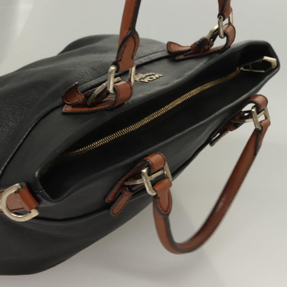 MCM Vicetos Logogram Hand Bag Leather 2way Black Auth 129065