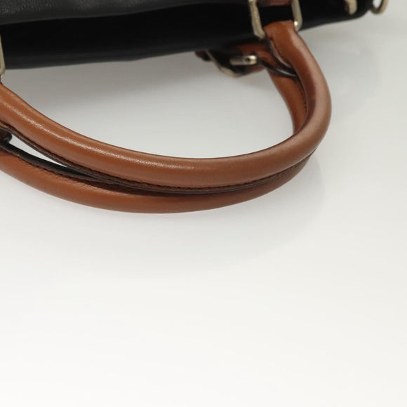 MCM Vicetos Logogram Hand Bag Leather 2way Black Auth 129065