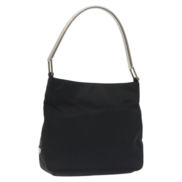 PRADA Shoulder Bag Nylon Black Silver Auth 129067