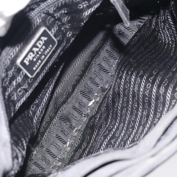 PRADA Shoulder Bag Nylon Black Silver Auth 129067