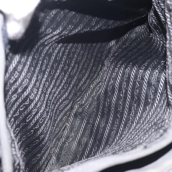 PRADA Shoulder Bag Nylon Black Silver Auth 129067