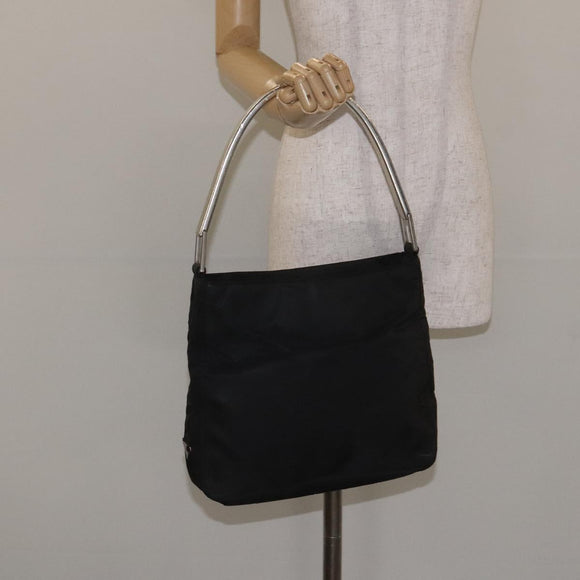 PRADA Shoulder Bag Nylon Black Silver Auth 129067