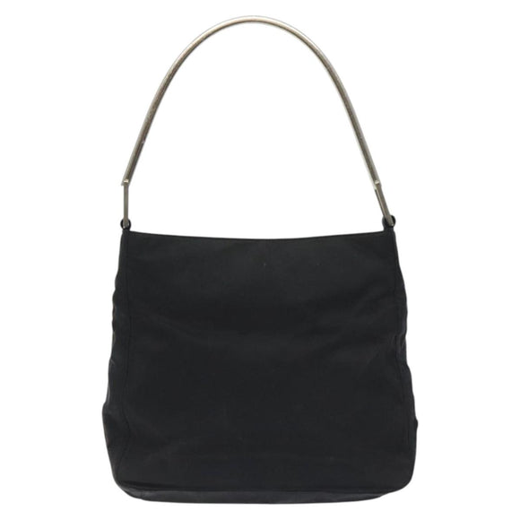 PRADA Shoulder Bag Nylon Black Silver Auth 129067