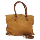 MCM Hand Bag Leather 2way Brown Gold Auth 129082-1