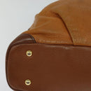 MCM Hand Bag Leather 2way Brown Gold Auth 129082-12