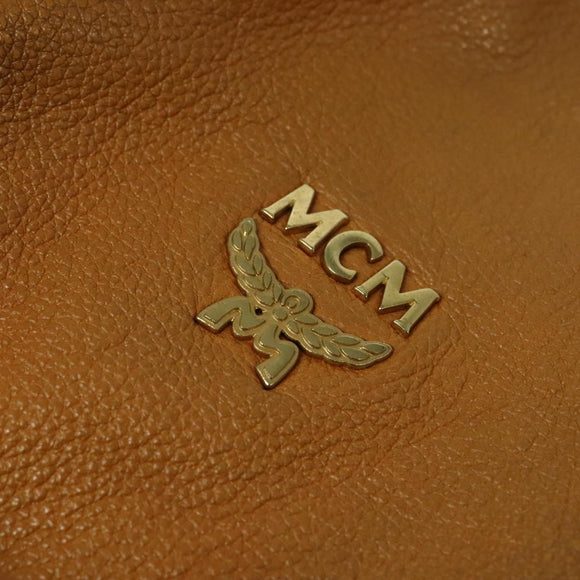 MCM Hand Bag Leather 2way Brown Gold Auth 129082