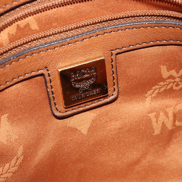 MCM Hand Bag Leather 2way Brown Gold Auth 129082