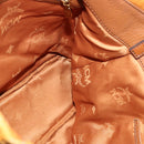 MCM Hand Bag Leather 2way Brown Gold Auth 129082-17