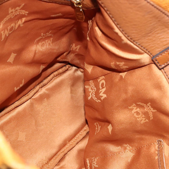 MCM Hand Bag Leather 2way Brown Gold Auth 129082