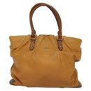 MCM Hand Bag Leather 2way Brown Gold Auth 129082-2