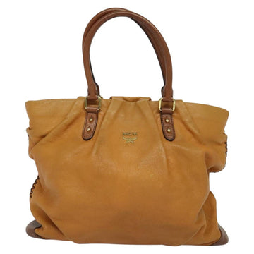 MCM Hand Bag Leather 2way Brown Gold Auth 129082 - 0