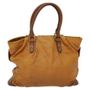 MCM Hand Bag Leather 2way Brown Gold Auth 129082-3