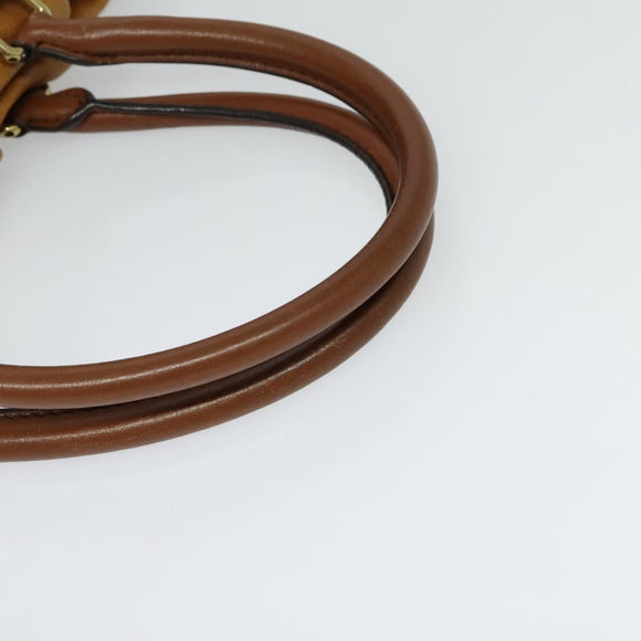 MCM Hand Bag Leather 2way Brown Gold Auth 129082