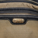 FENDI Pecan Canvas Hand Bag Brown Black gold Auth 129083-17