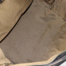 FENDI Pecan Canvas Hand Bag Brown Black gold Auth 129083-11