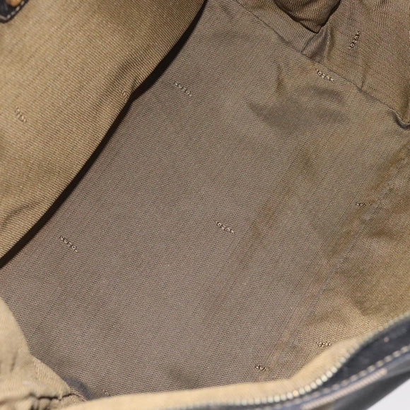 FENDI Pecan Canvas Hand Bag Brown Black gold Auth 129083