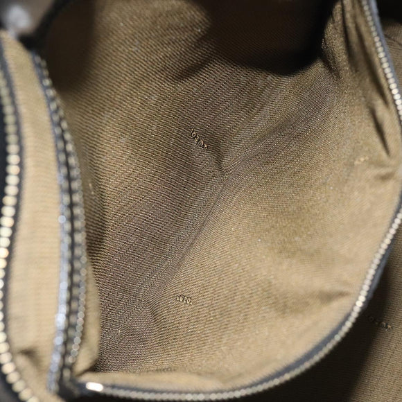 FENDI Pecan Canvas Hand Bag Brown Black gold Auth 129083