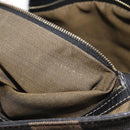 FENDI Pecan Canvas Hand Bag Brown Black gold Auth 129083-12