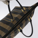 FENDI Pecan Canvas Hand Bag Brown Black gold Auth 129083-6