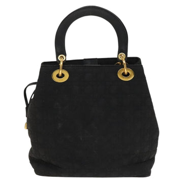 Christian Dior Canage Lady Dior Hand Bag Nylon Black Gold Auth 129099 - 0