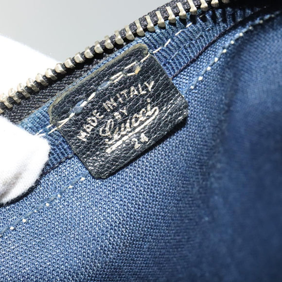 GUCCI GG Supreme Boston Bag PVC Navy Gold Auth 129102