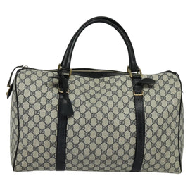 GUCCI GG Supreme Boston Bag PVC Navy Gold Auth 129102 - 0