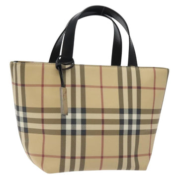 BURBERRY Nova Check Hand Bag PVC Beige Auth 129104