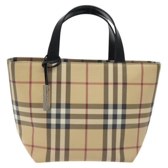 BURBERRY Nova Check Hand Bag PVC Beige Auth 129104