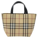 BURBERRY Nova Check Hand Bag PVC Beige Auth 129104-3