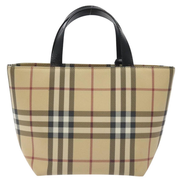 BURBERRY Nova Check Hand Bag PVC Beige Auth 129104