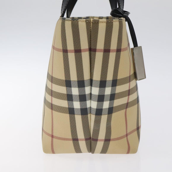 BURBERRY Nova Check Hand Bag PVC Beige Auth 129104