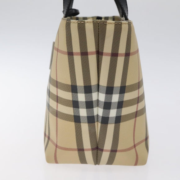 BURBERRY Nova Check Hand Bag PVC Beige Auth 129104