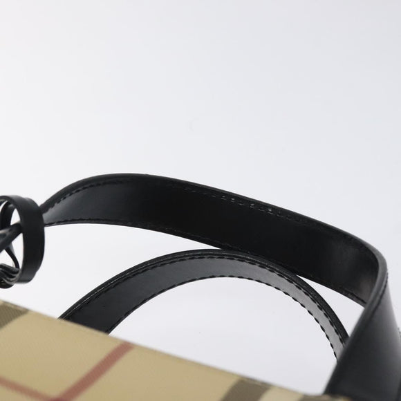 BURBERRY Nova Check Hand Bag PVC Beige Auth 129104